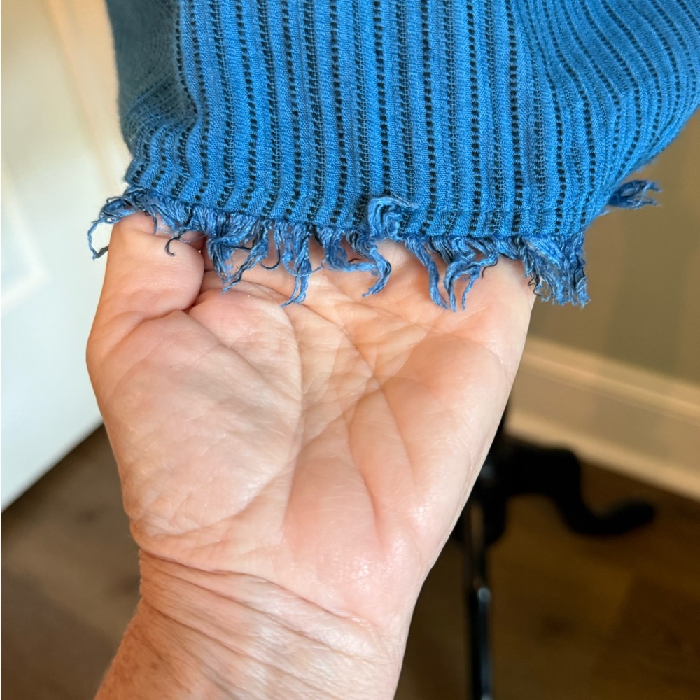 Maven West Blue Ribbed Ruffled Tunic - Picture 3 of 8